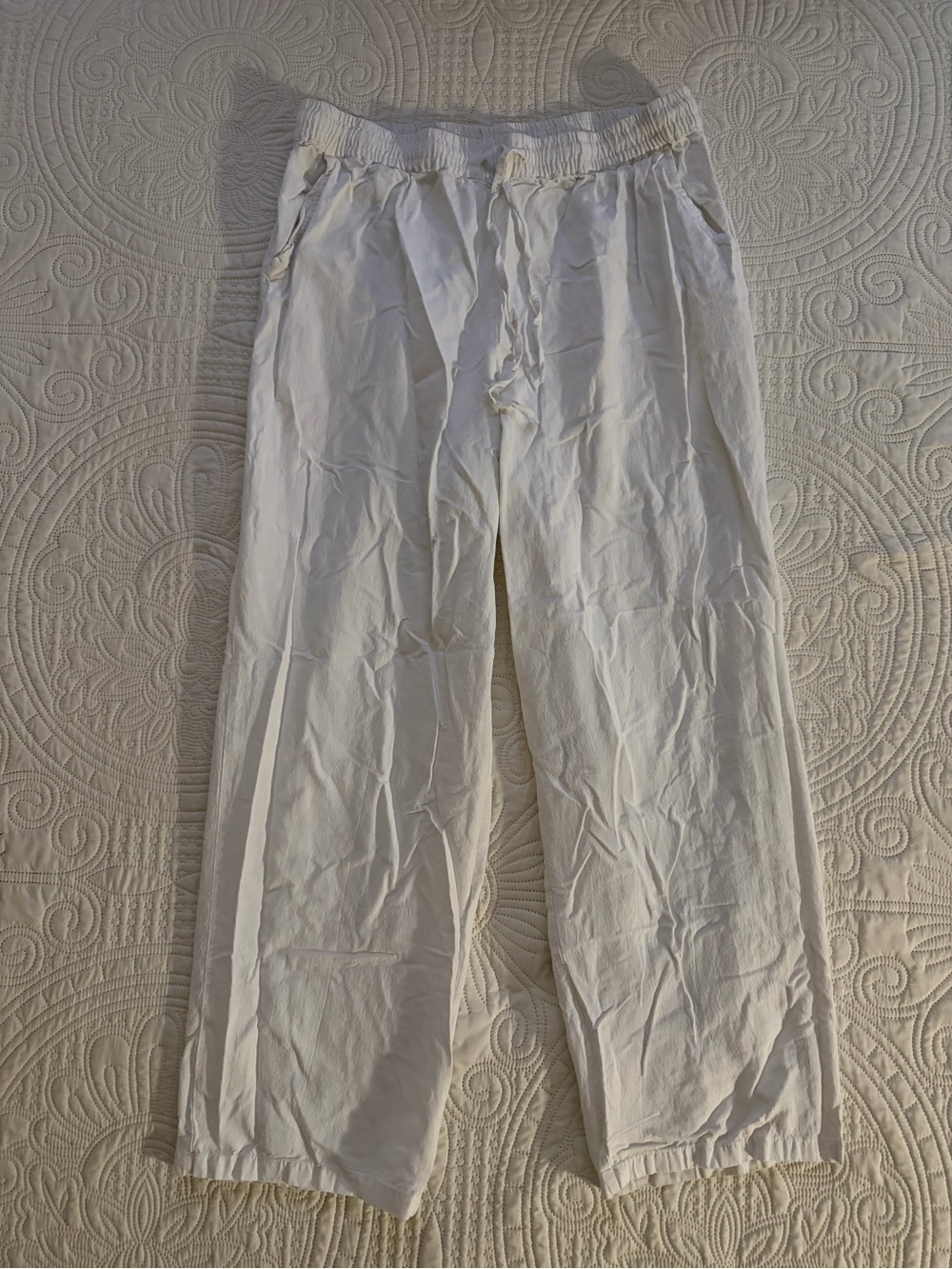Linen-like Pants in White